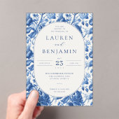 Azure Blooms Wedding Acryl Uitnodigingen (Insitu (Draagbaar))