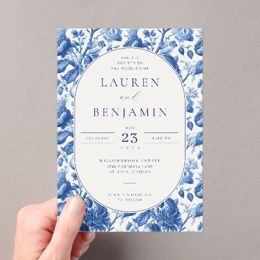 Azure Blooms Wedding Acryl Uitnodigingen (Insitu (Draagbaar))