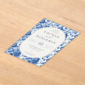 Azure Blooms Wedding Acryl Uitnodigingen (Laagn)