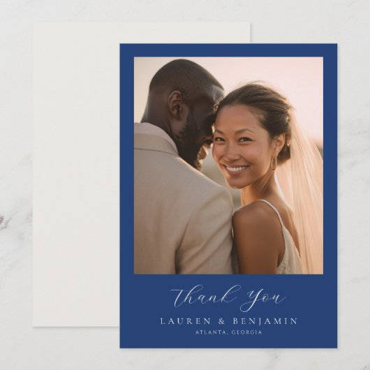 Azure Blooms Wedding Bedankkaart (Voorkant / Achterkant)