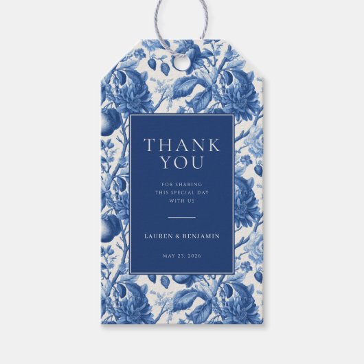 Azure Blooms Wedding Cadeaulabel (Voorkant)