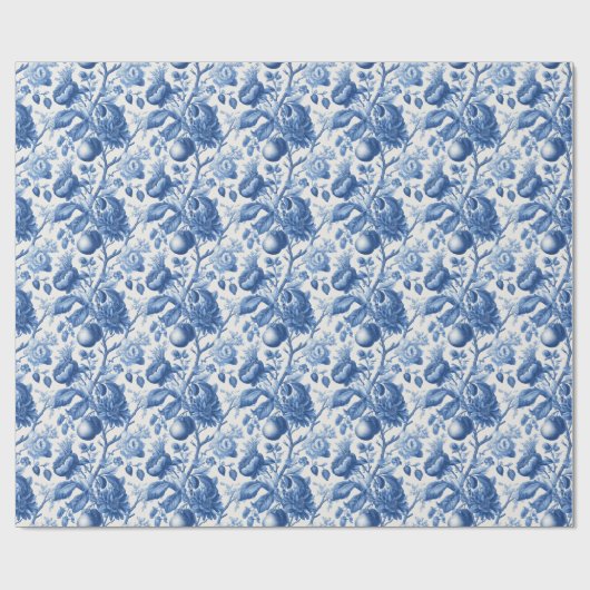 Azure Blooms Wedding Cadeaupapier (Vlak)