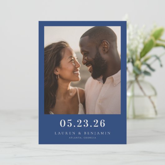 Azure Blooms Wedding Save The Date (Staand voorkant)