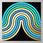 Azure Blue Abstract Wave Lines Art Pattern Gold Folie Afdrukken (Voorkant)