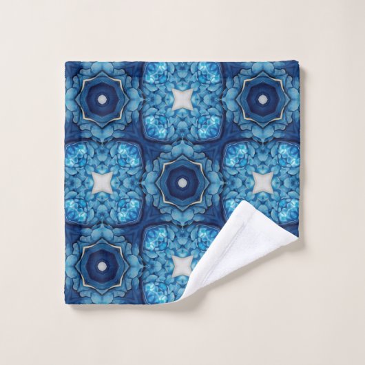 Azure Blue Arabesque Pattern Bad Handdoek (Wasdoekje)