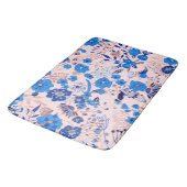  Azure Blue Blush Pink Floral Illustration Badmat (Gekanteld)
