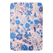  Azure Blue Blush Pink Floral Illustration Badmat (Voorkant Verticaal)