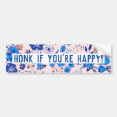  Azure Blue Blush Pink Floral Illustration Bumpersticker (Voorkant)