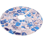  Azure Blue Blush Pink Floral Illustration Kerstboom Rok (Gekanteld)