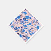  Azure Blue Blush Pink Floral Illustration Servet (Hoek)