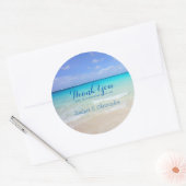 Azure Blue Caribbean Tropical Beach Bedankt Ronde Sticker (Envelop)