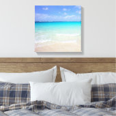 Azure Blue Caribbean Tropical Beach Canvas Afdruk (Insitu (Slaapkamer))