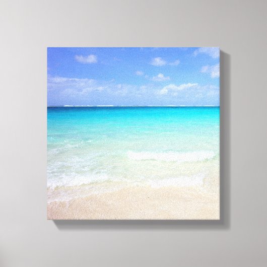 Azure Blue Caribbean Tropical Beach Canvas Afdruk (Voorkant)