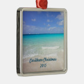 Azure Blue Caribbean Tropical Beach Christmas Metalen Ornament (Rechts)