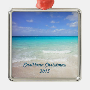 Azure Blue Caribbean Tropical Beach Christmas Metalen Ornament