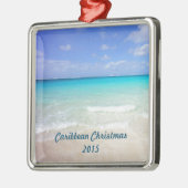 Azure Blue Caribbean Tropical Beach Christmas Metalen Ornament (Links)