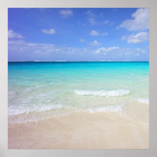 Azure Blue Caribbean Tropical Beach Poster (Voorkant)