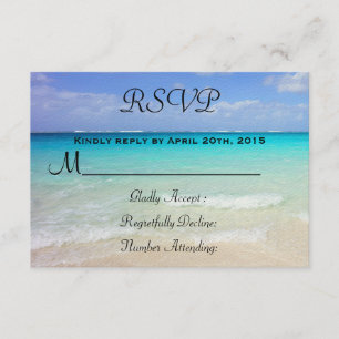 Azure Blue Caribbean Tropical Beach RSVP Kaartje