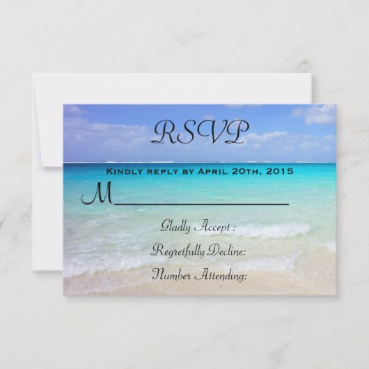 Azure Blue Caribbean Tropical Beach RSVP Kaartje (Voorkant)
