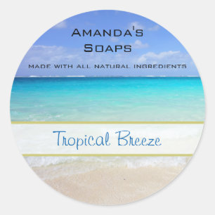 Azure Blue Caribbean Tropical Beach Soap Ronde Sticker