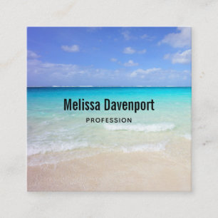 Azure Blue Caribbean Tropical Beach Vierkante Visitekaartje