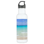 Azure Blue Caribbean Tropical Beach Waterfles (Voorkant)