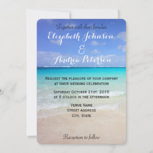 Azure Blue Caribbean Tropical Beach Wedding Kaart