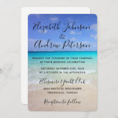 Azure Blue Caribbean Tropical Beach Wedding Kaart (Voorkant / Achterkant)