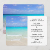 Azure Blue Caribbean Tropical Beach Wedding Kaart (Voorkant / Achterkant)