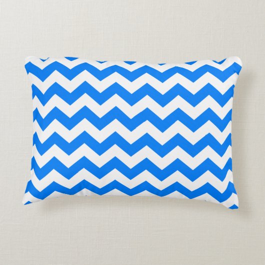 Azure Blue Chevron Accent Kussen (Achterkant)