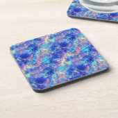 Azure Blue Crumpled Texture Bier Onderzetter (Linkerzijde)