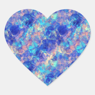Azure Blue Crumpled Texture Hart Sticker