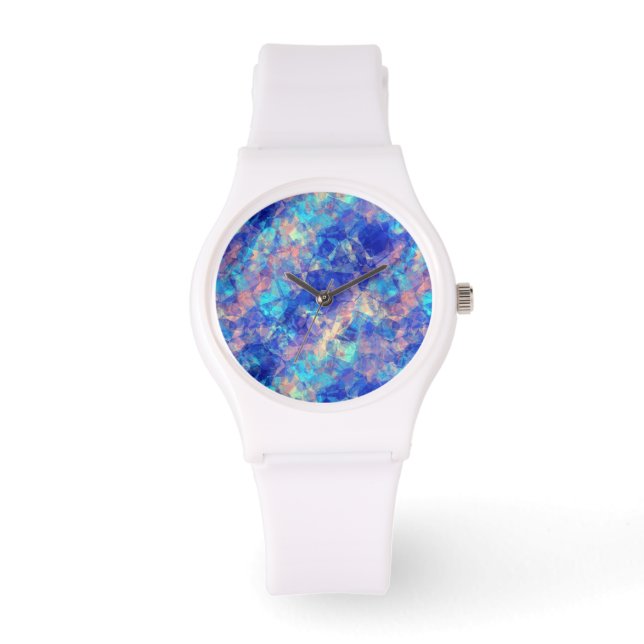 Azure Blue Crumpled Texture Horloge (Voorkant)