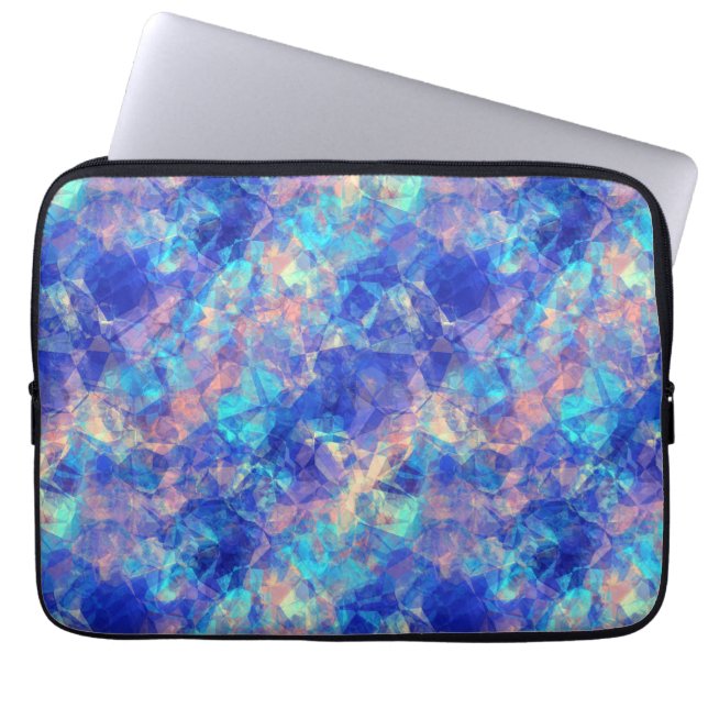 Azure Blue Crumpled Texture Laptop Sleeve (Voorkant)