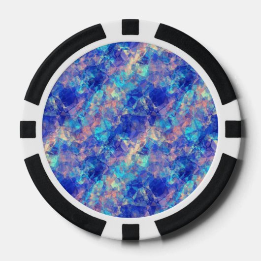 Azure Blue Crumpled Texture Poker Chips (Voorkant)