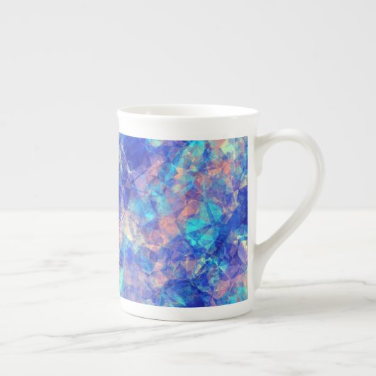 Azure Blue Crumpled Texture Porselein Kop (Rechts)