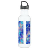 Azure Blue Crumpled Texture Waterfles (Achterkant)