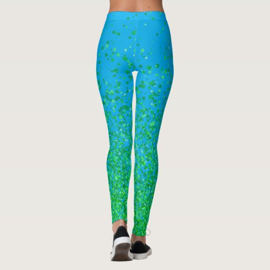 Azure Blue en Green Freckles Print Leggings (Achterkant)