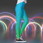 Azure Blue en Green Freckles Print Leggings