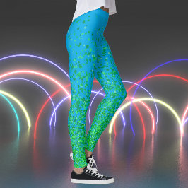 Azure Blue en Green Freckles Print Leggings
