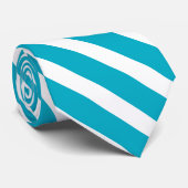 Azure Blue en White Geometric Stripes Stropdas (Opgerold)