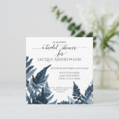 Azure Blue Fern Foliage Botanical Vrijgezellenfees Kaart (Staand voorkant)