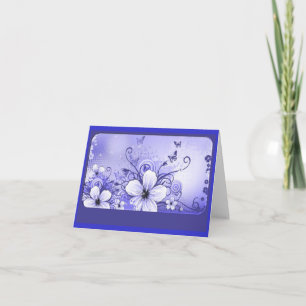 Azure Blue Floral Note Kaart