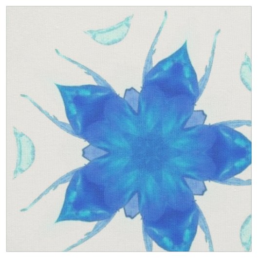 Azure blue flower saffier geometrisch design stof (Close Up)