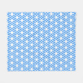 Azure Blue Geometic Flower Tile Fleece Deken (Voorkant (Horizontaal))
