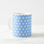 Azure Blue Geometic Flower Tile Koffiemok (Voorkant links)