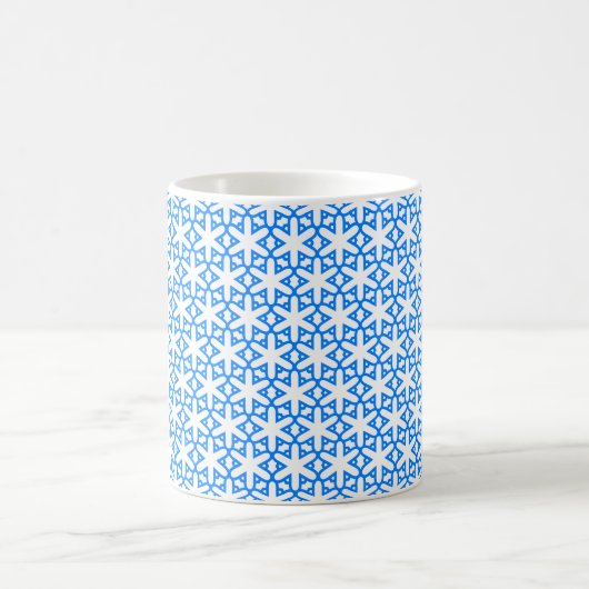 Azure Blue Geometic Flower Tile Koffiemok (Center)