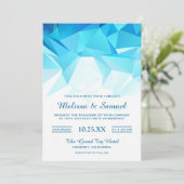 Azure Blue Geometric Origami Wedding Invitation Kaart (Staand voorkant)