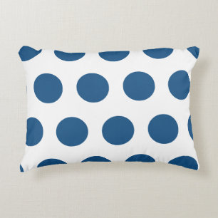 Azure Blue Geometric White Polka Dots Accent Kussen