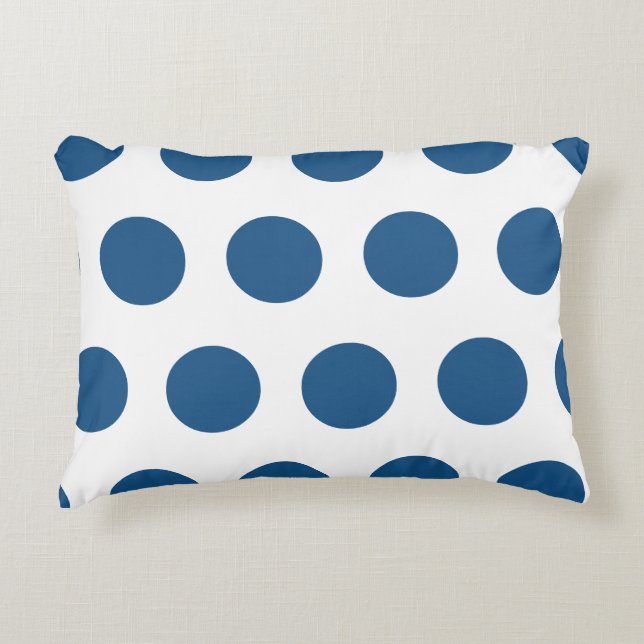 Azure Blue Geometric White Polka Dots Accent Kussen (Voorkant)